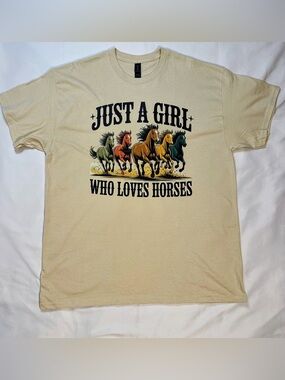 Just A Girl Who Loves Horses Graphic Tee Running Horses New Without Tags Size XL